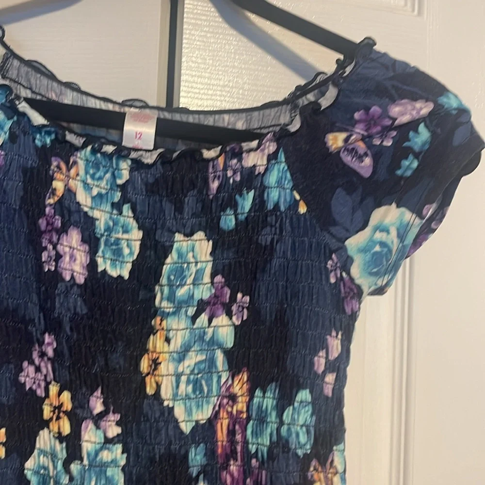 Justice floral cap sleeve shirt kids size 12 NWOT